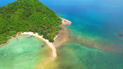 Tropical island and sandbar with stunning white sandy beaches