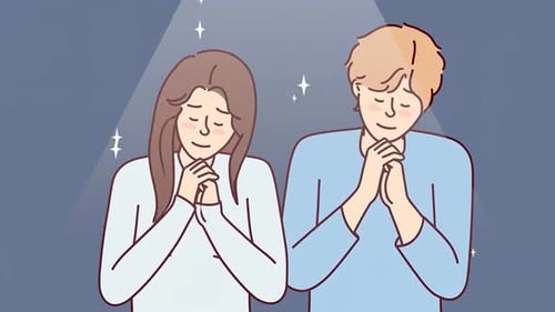 Paar betet zu Gott - Spirituelle Meditation - Glaube - Zeichentrickanimationen