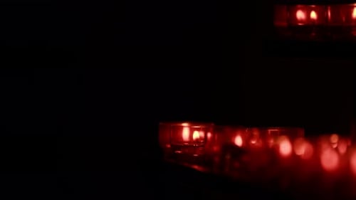 Red Wish And Pray Candles In A Catholic Church 16