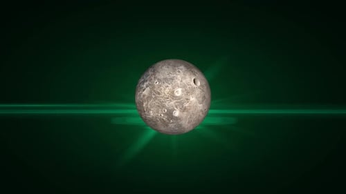 Rotierender Zoom im Mond mit Rotation, Mondplanet dreht seine eigene Achse. Wissenschaft und Technologie Vd828