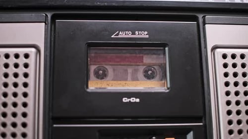 Vintage Boombox Audio Cassette CloseUp