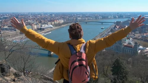 Emotional Woman Against Budapest