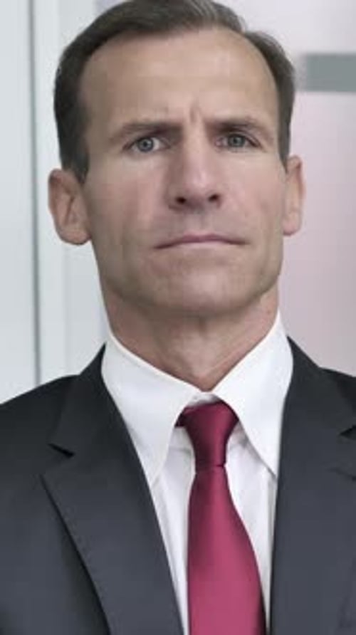 No, Businessman Rejecting Offer by Shaking Head, Vertical Video