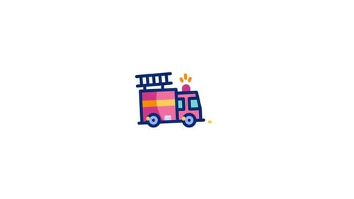 Flat Design Animated Fire Truck Moving Icon