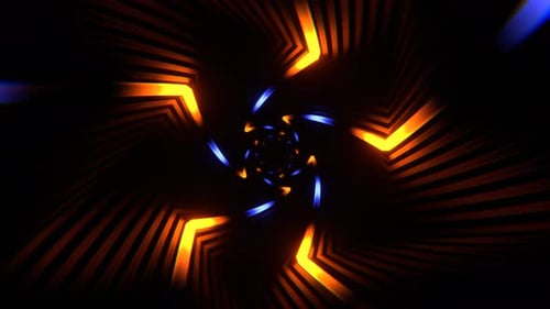 Blue And Orange Hypnotic Spiral Neon Tunnel Background Vj Loop I 4K