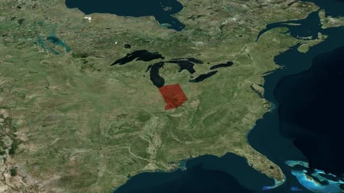 Animated Map of United States Highlighting Indiana State