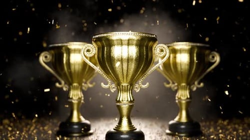 Reward for the best results. Winner's Cup. Achievements . Victory. Seamless animation.