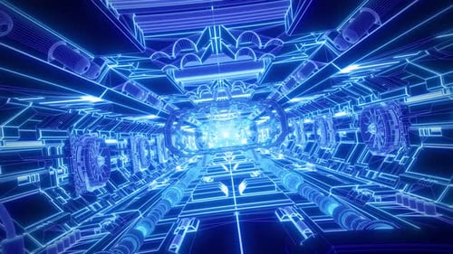 4k Sci-Fi-Tunnel Hellblau geschliffen
