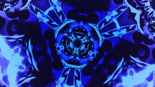 Hypnotic Blue Abstract Kaleidoscope Tunnel Motion Background