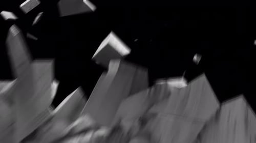 Broken concrete wall. Cracked cement wall. Destruction screensaver. Animation of the destruction of