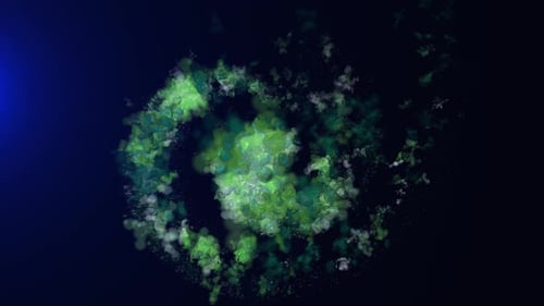 Abstract Green Particle Swirl Logo Reveal
