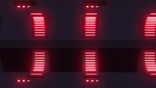 Futuristische Wand mit leuchtenden roten Lichtern