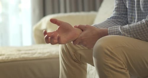 Senior European Man Suffers From Painful Severe Knee Joint Pain Could Not Walk Illness Cramps