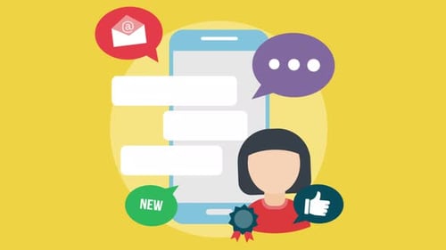 Animated Smartphone with Flat Design Notification Icons