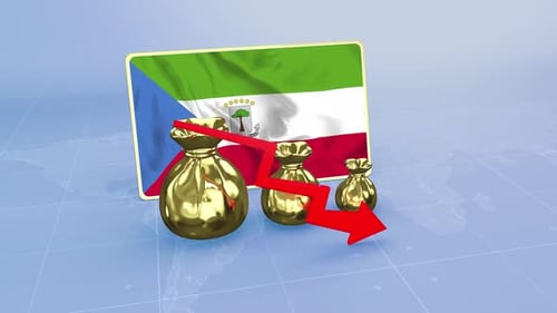 Equatorial Guinea Economy Decline with Red Arrow Economic Crisis Infographics