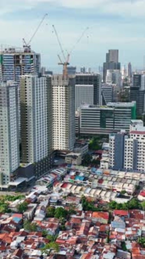 Aerial shot of Cebu City in the Philippines. Vertical Video.