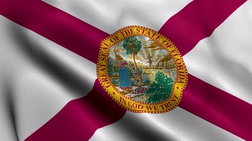 Realistic Waving Florida State Flag with Great Seal Animation