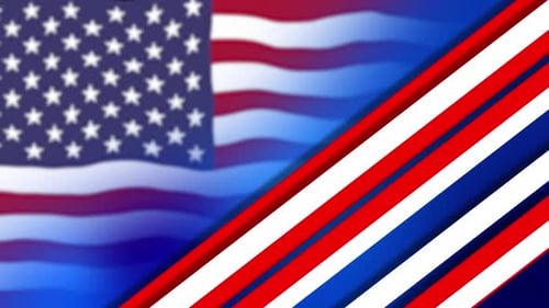 Dynamic US Flag Background with Moving Red White Blue Stripes
