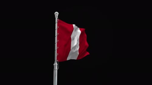 Peruvian Flag Waving Animation on Pole