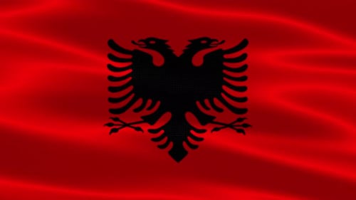 Albanian Flag Realistic Waving Seamless Loop Animation