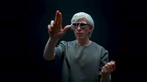 Fair Haired Person Using a Virtual Interface