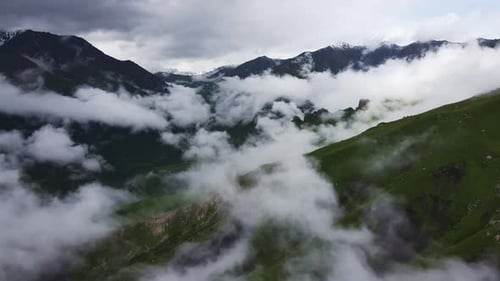 AERIAL A Beautiful Mountain Landscape in the Clouds