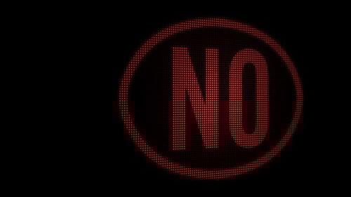 Flashing Red NO Sign in Neon Digital Style