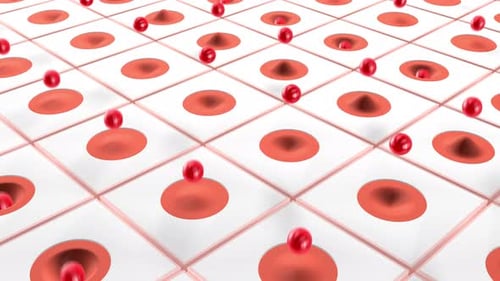 Boucle de sphères rouges rebondissantes synchronisées
