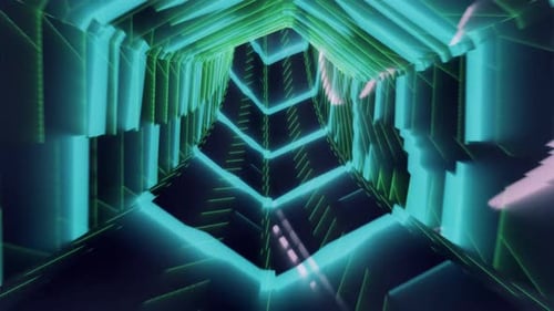 VJ Loop 3D Realistic Modern Retro Neon Cyber Tunnel Wallpaper Background