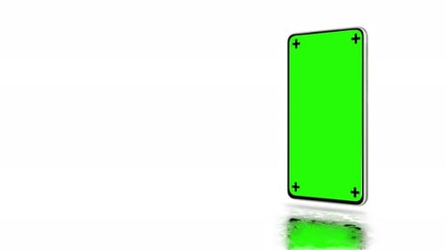 Smartphone with green screen on white background