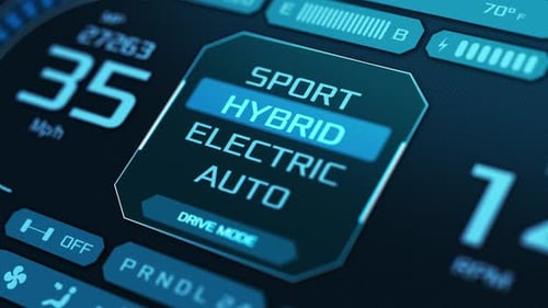 Futuristic Car Dashboard Drive Mode Selection Interface