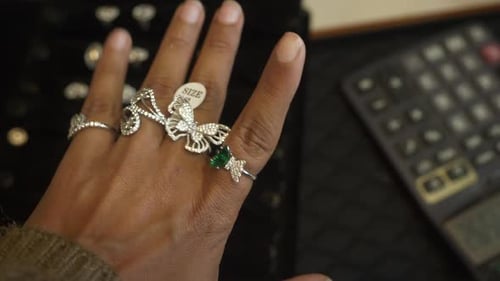 Designer and trendy silver finger rings studded with lab grown diamonds, Closeup