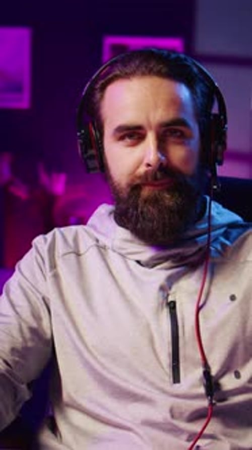 Man Talking to Camera During Video Game Live Stream