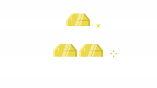 gold bar icon animation video, flat icon motion graphic design
