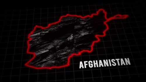 Afghanistan Map Outline Reveal with Glowing Red Border