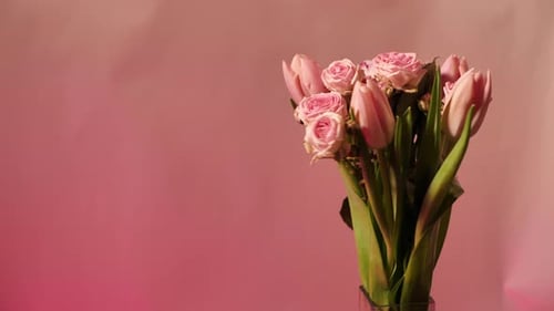 Roses and Tulips Elegant Floral Arrangement Rotating