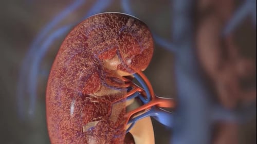 Detailliertes 3D-Rendering der menschlichen Nierenanatomie