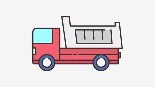 Animated Flat Design Dump Truck Icon