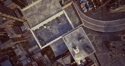 Birds Eye View of City Rooftops Showcasing Urban Architecture and Layout