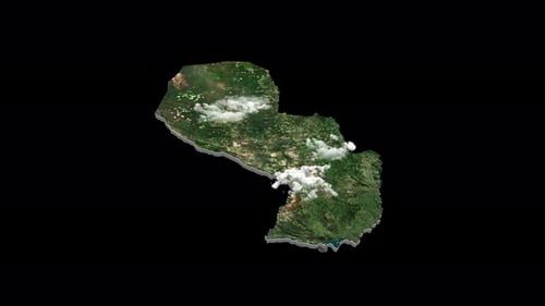 Animated 3D Satellite Map of Paraguay with Rotating Clouds