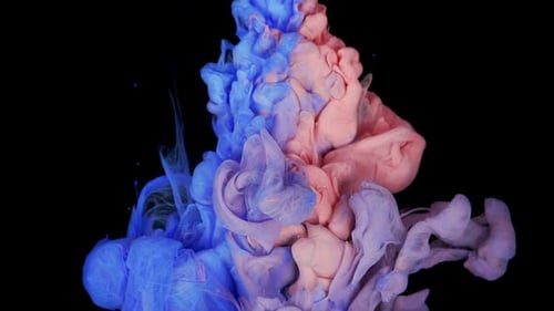 Serene Ink Dance Slow Motion Red and Blue Paint Drops Dissolving in Water Abstract Beauty