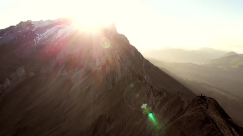 Aerial flyover over the Schafler ridge in Appenzell, Switzerland with forward motion hiding the last