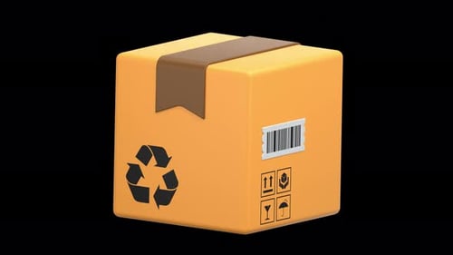 box 3D Animation, Alpha Channel, Transparent Background