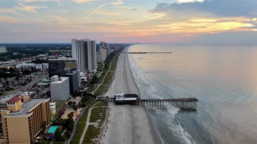 Myrtle Beach SC aerial at sunrise