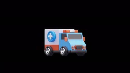 Animated 3D Ambulance Icon Medical Transportation