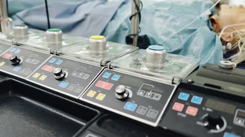 Healthcare, heart and bypass machine with mannequin in hospital for learning, surgery and research