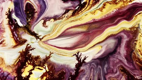 Macro Paint Blending Creates Abstract Tree Shapes