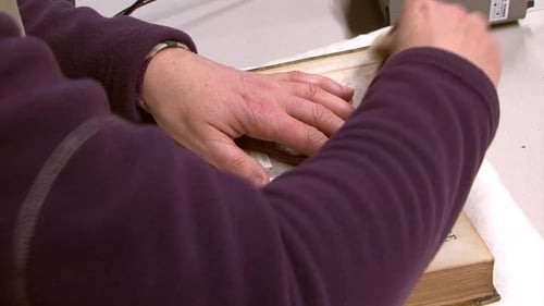 old book conservation close up cleaning