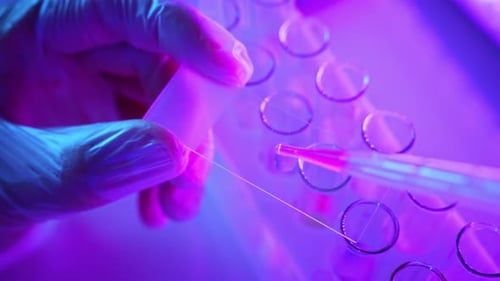 Medical Research in a Lab with Pipette