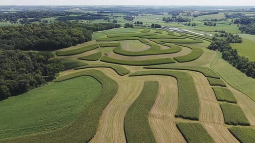 Wisconsin Contour Farm Field. Contour Farming is a conservation practice that involves performing